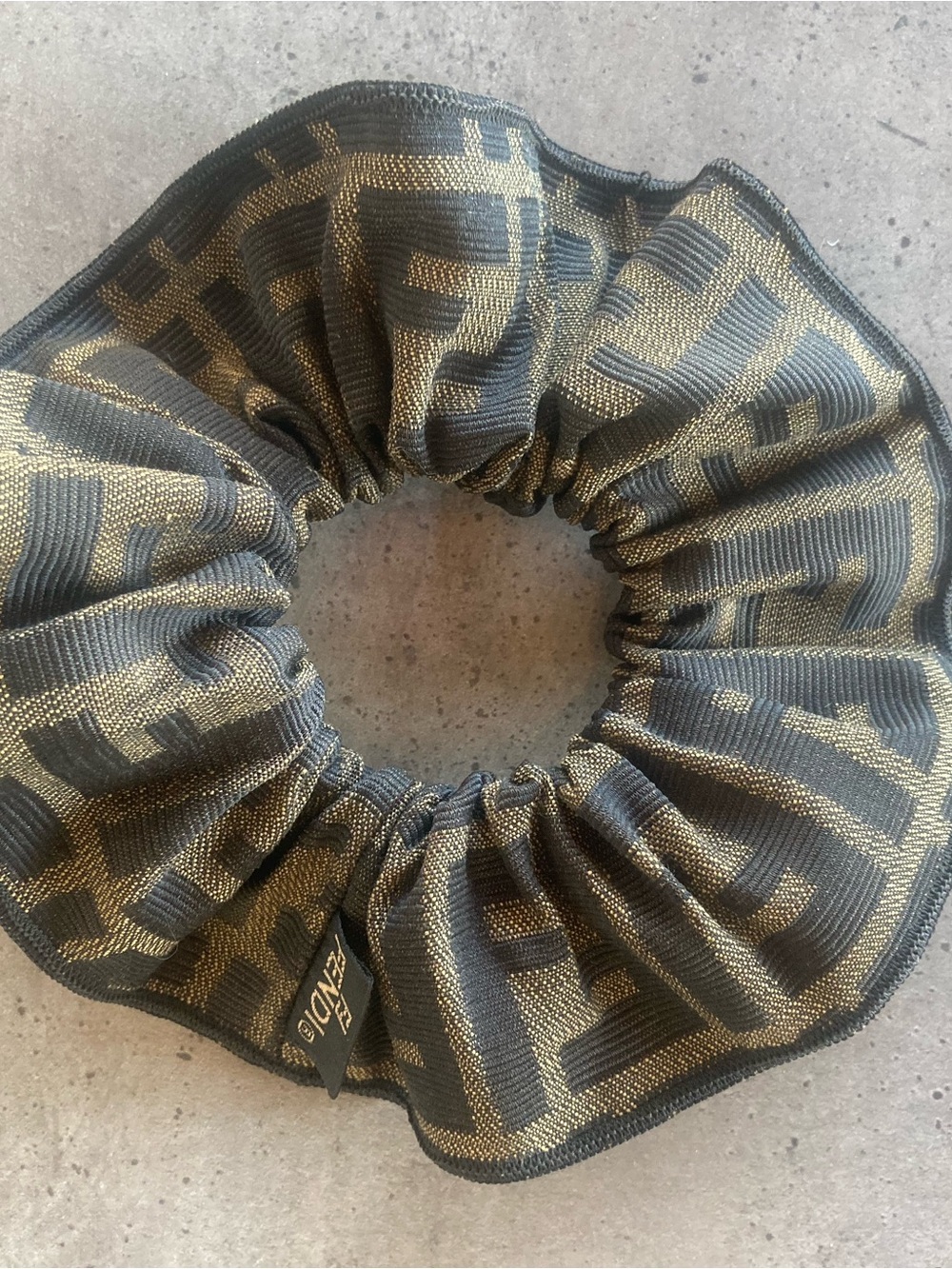Fendi Black & Gold Logo Scrunchie